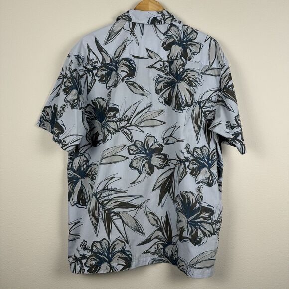 Quiksilver Hawaiian Floral Casual Button-Up Short Sleeve Shirt Blue Size Large - Picture 5 of 5